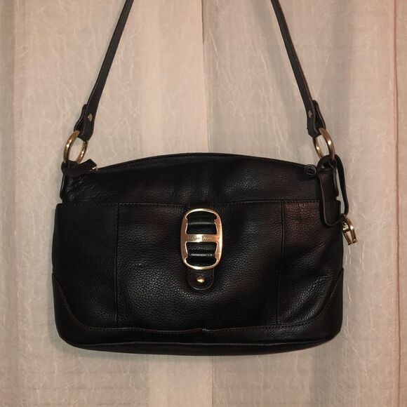 Etienne Aigner Genuine Leather Black Hobo Bag - Picture 1 of 14